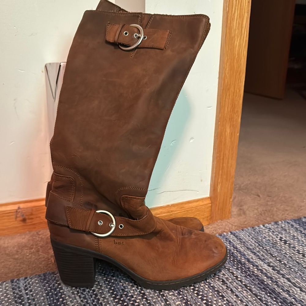 boc Brown Heeled Boots with Buckle Details
